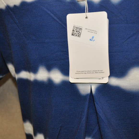 🐯 Alaster Queen NWT blue & white tie dye dress with pockets size SMALL (30) - Picture 10 of 13